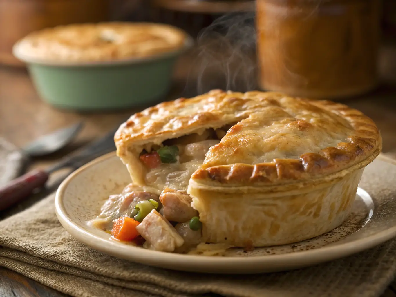 A modern oven with the door open, showing a perfectly baked pie inside. The kitchen setting is warm and inviting, highlighting the joy of home cooking. This image represents our oven repair services.