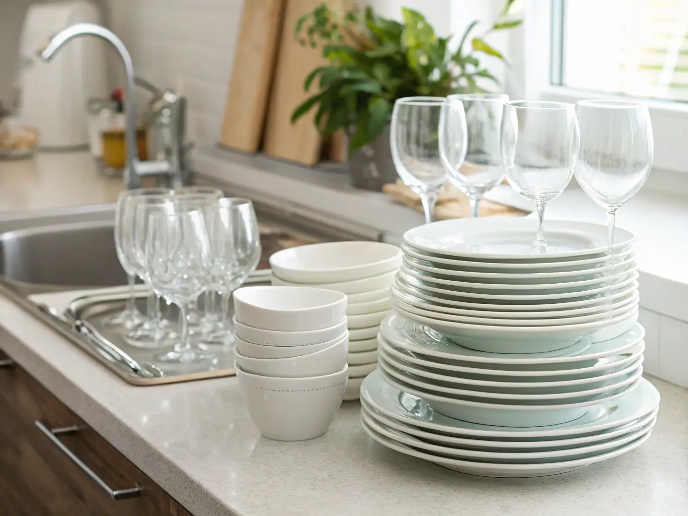 A built-in dishwasher in a modern kitchen, with clean dishes visible inside. The focus is on the appliance's functionality and the convenience it brings to the household. This image represents our dishwasher repair services.